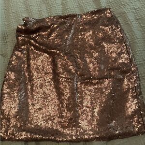 Sequin Skirt in Shimmering Bronze